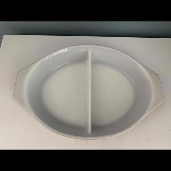 PYREX Early Americana Divided Casserole Brown Gold Cat Eagle 1 1/2 quart Vintage - Picture 3 of 11